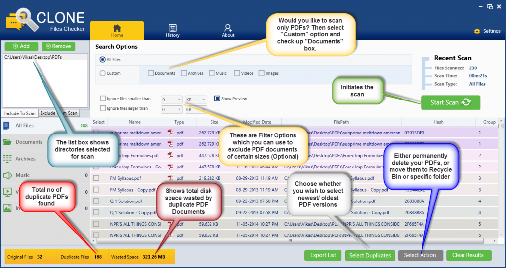 Using Clone Files Checker