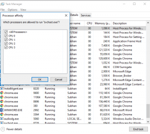 Changing up the Processor affinity