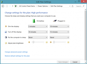 Selecting the High Performance mode