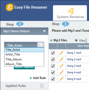 The MP3 specific renaming rules
