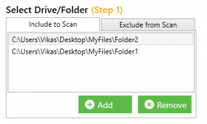 Adding the folders for duplicate scan