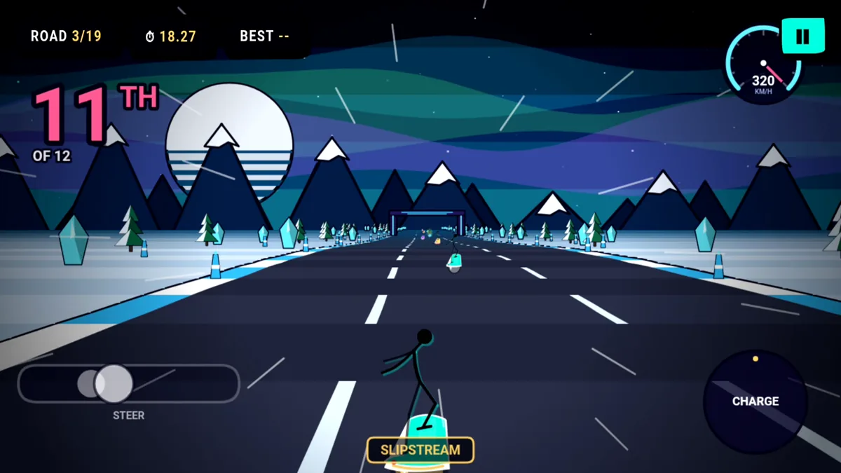 Neon Rider in a rival slipstream on Aurora Peaks