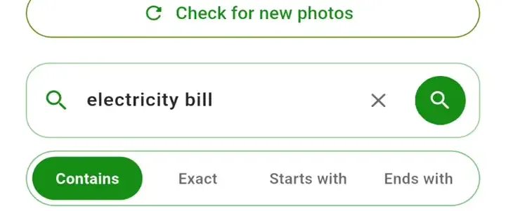 KeePix search field with Contains selected